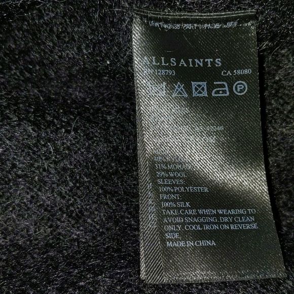 All Saints Taya Wool Lace Dress Black Small - Picture 4 of 5